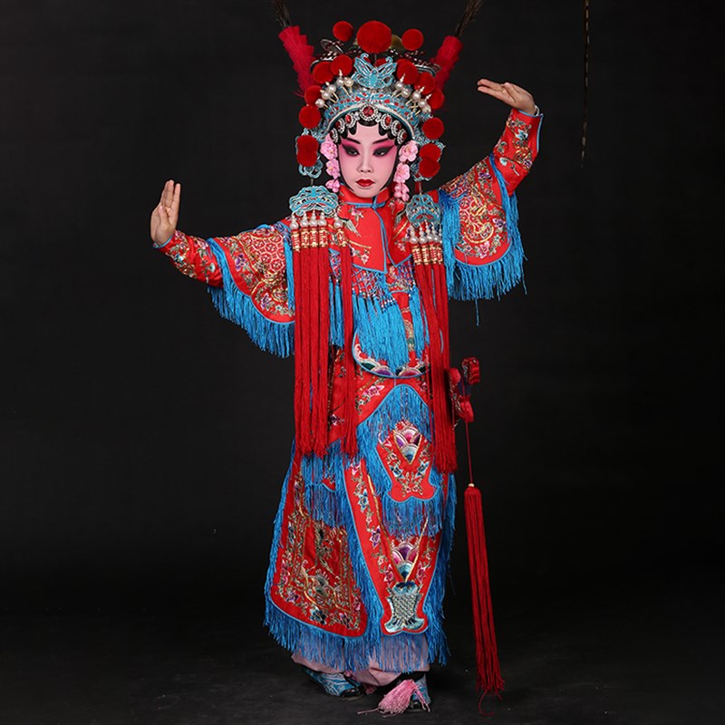 儿童女改良靠 京剧戏曲武旦刀马旦扈三娘服装女靠刀马旦六一演出 - 图0