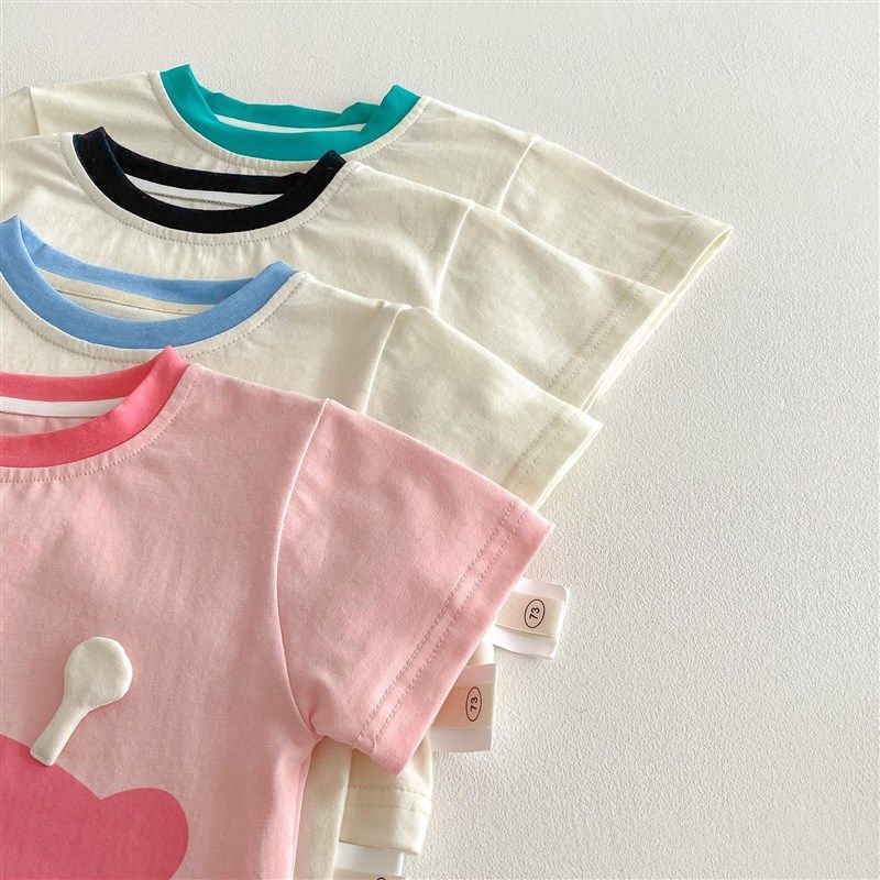 儿童纯棉套装2025新款夏季女童洋气短袖T恤薄男童格子短裤两件套,淘宝优惠券,粉丝福利购,淘宝优惠卷