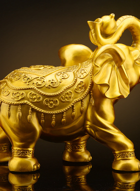 铜大象摆件一对黄铜吸水象财富象玄关电视酒柜办公室工艺开业礼品