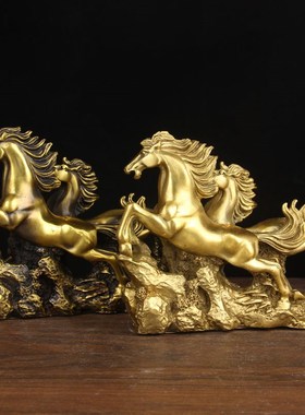 铜双马奔腾摆件 铜生肖马摆件 铜马摆件 铜马到成功摆件