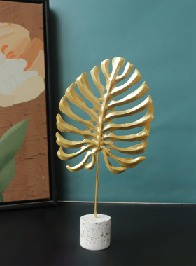 北欧风创意金属龟背芋摆件家居装饰品电视柜卧室桌面工艺礼品摆饰