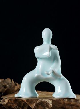 新中式人物陶瓷摆件家居饰品电视柜玄关摆设创意工艺礼品功夫太极