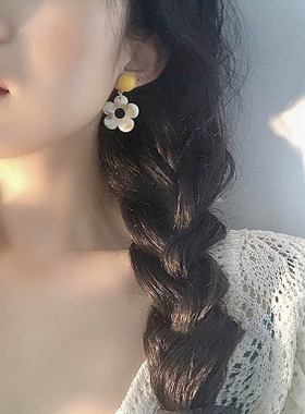 黄色俏皮耳钉超仙少女耳环夏天