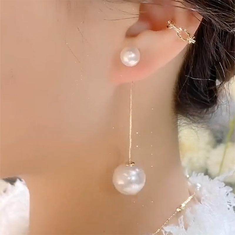 纯银耳钉2025年新款潮流苏珍珠白色耳环长款波西米亚耳坠网红简约,淘宝优惠券,粉丝福利购,淘宝优惠卷