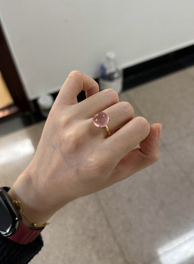 巨好看的粉色水晶戒指女2025新款