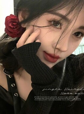 2026新款复古红色玫瑰发夹女