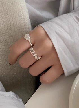 镂空蕾丝花边戒指拉丝磨砂爱心