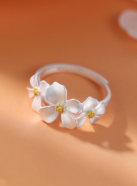 栀子花戒指女轻奢开口戒素圈小众