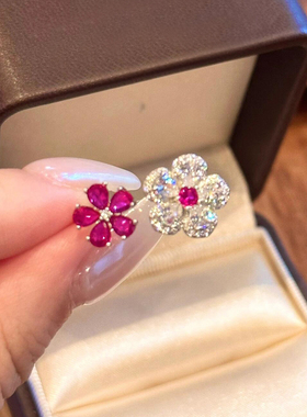 双头花朵戒指粉钻爆闪新款开口