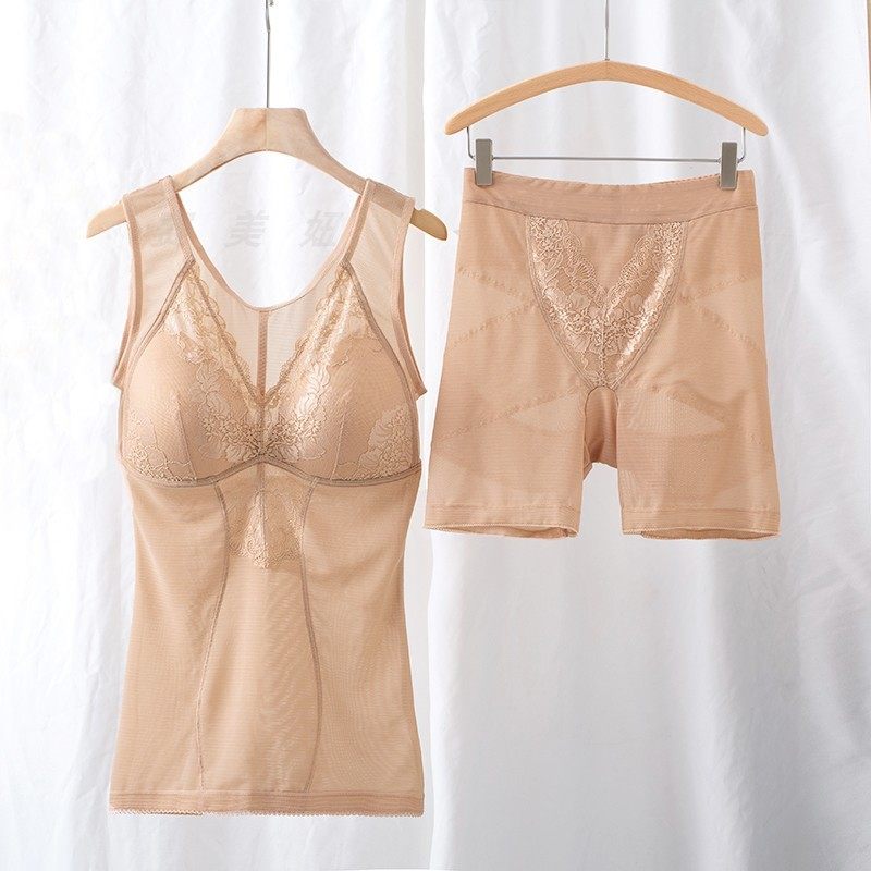 夏季薄款塑身分体套装大码束腰女收腰塑形收腹裤免穿文胸内衣,淘宝优惠券,粉丝福利购,淘宝优惠卷