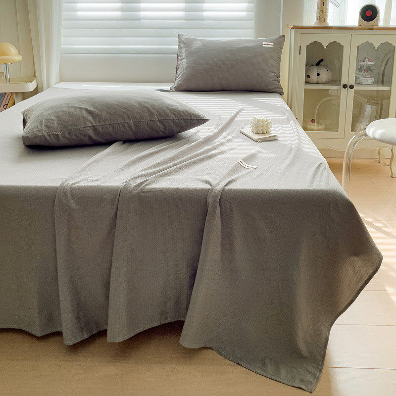 A类双层纱日式纯色床单单件枕套三件套单人学生宿舍床被单双人1.8,淘宝优惠券,粉丝福利购,淘宝优惠卷