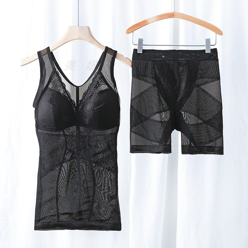 夏季薄款塑身分体套装大码束腰女收腰塑形收腹裤免穿文胸内衣,淘宝优惠券,粉丝福利购,淘宝优惠卷