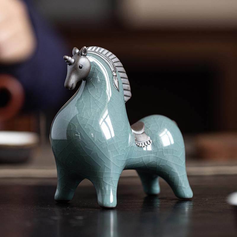 陶瓷唐马摆件新中式家居客厅玄关桌面装饰品办公桌面生肖马摆设,淘宝优惠券,粉丝福利购,淘宝优惠卷