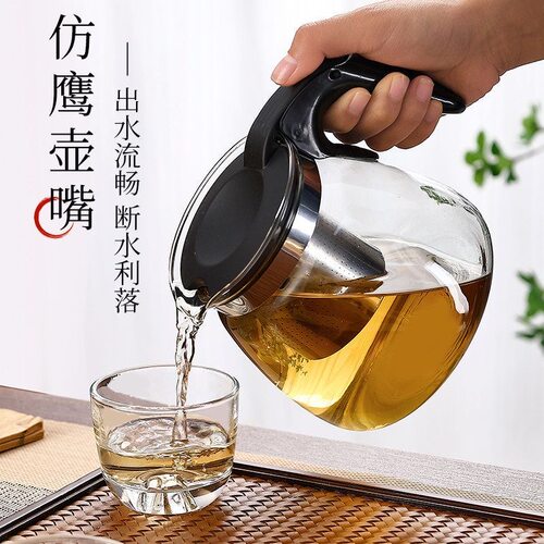 耐热大容量水壶玻璃防爆泡茶壶茶水分离套装家用花茶壶办公茶具 - 图0
