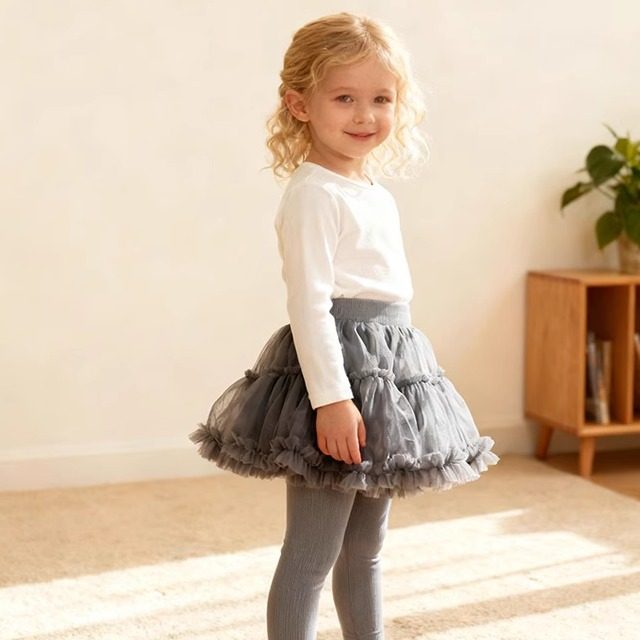 Quincy Mae纱裙假两件打底裤针织百搭女童裤子加绒网纱长裤外穿,淘宝优惠券,粉丝福利购,淘宝优惠卷