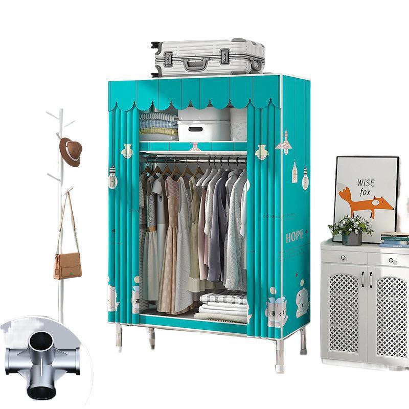 钢架结实组装衣柜家用卧室出租房用加固加厚简易布衣柜收纳衣橱 - 图3