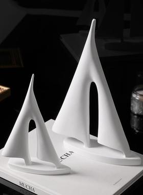 北欧现代简约帆船小摆件树脂工艺品创意客厅办公室桌面家居装饰品