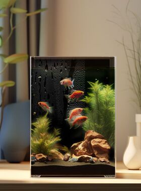 鱼缸背景贴纸缸外纯黑色磨砂静电不透免胶水族箱造景玻璃装饰壁纸