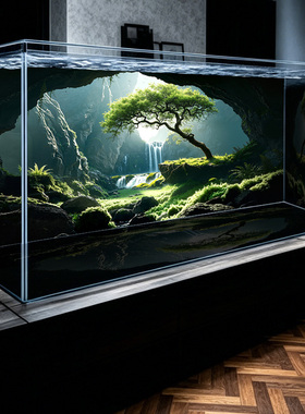 水族箱造景装饰壁纸5d立体画高清图水草缸溪流缸鱼缸背景专用贴纸