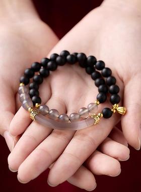 降真香木烟紫和玛瑙圈手串女款2024新款小众新中式国风盘玩手链