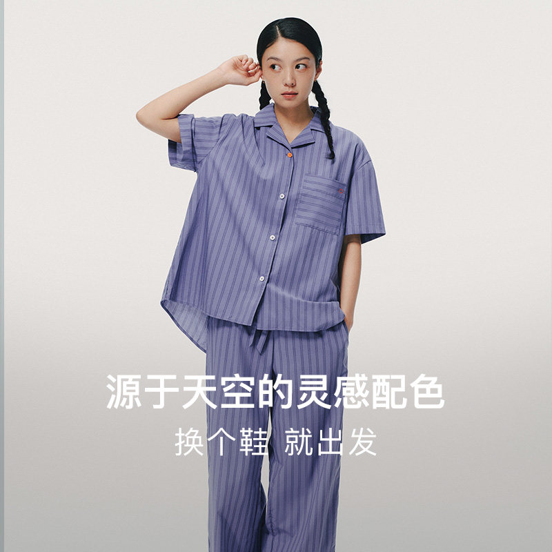 内外睡衣家居服莫代尔棉短袖情侣套装