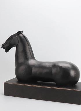 现代新中式轻奢极简雕塑马摆件客厅玄关酒店样板房间家居软装饰品