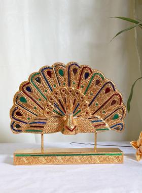 东南亚风格摆件孔雀开屏创意家居装饰品泰国客厅茶室玄关创意摆件