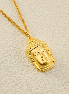 四季姑娘金包银大日如来佛头吊坠