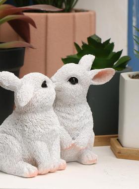 可爱小兔子摆件家居饰品 阳台庭院花盆盆栽仿真动物装饰品