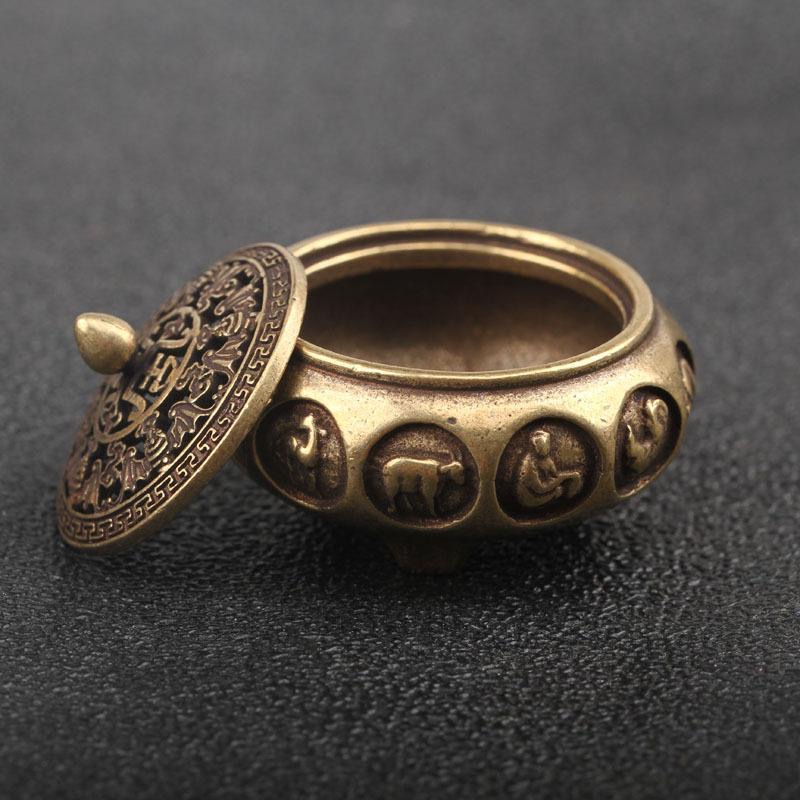 黄铜十二生肖袖珍小香炉精工中式带盖中国风香炉居家香薰创意摆件 - 图3