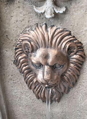 太阳能款狮子挂壁式室内别墅送礼园艺景观园林艺景流水喷泉摆件-3