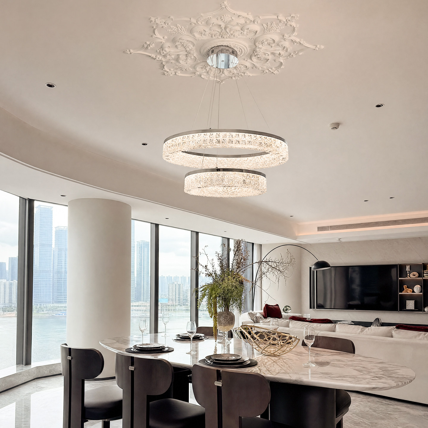 Italian light luxury living room chandelier crystal lamp