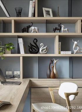 景德镇陶瓷摆件客厅电视柜酒柜玄关鹿装饰品创意