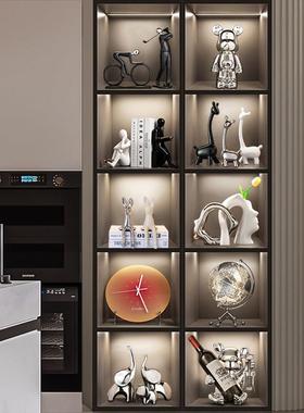 轻奢高端大气酒柜装饰品摆件大象暴力熊高档客厅电视餐边柜家居