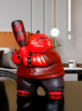 吉祥老虎公仔摆件新中式装饰本命年爆发创意礼盒客厅办公室工艺品
