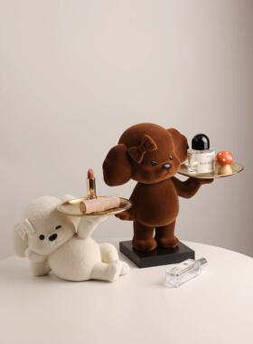 泰迪狗入户玄关钥匙收纳摆件置物架创意旺宅装饰搬家乔迁新居礼物