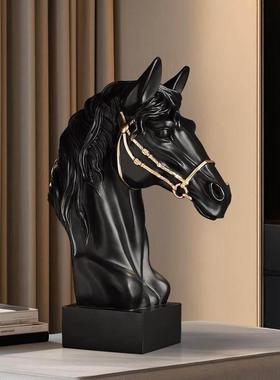 现代家居装饰品客厅酒柜电视柜玄关摆件马工艺品艺术感办公室马头