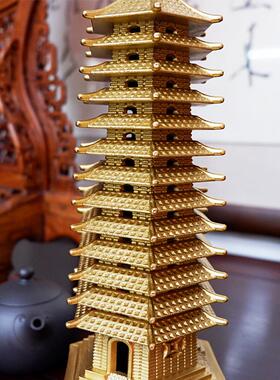 友缘堂黄铜文昌塔摆件 9层13十三层办公室书桌书房客厅装饰工艺品