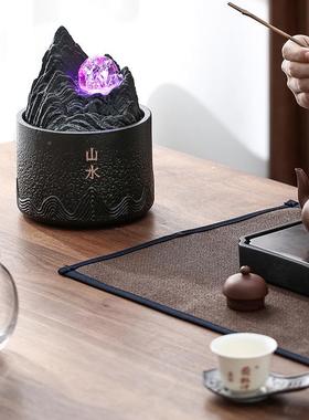 桌面装饰风水轮摆流件喷00926水山水泉景室观循环转动办公彩灯茶