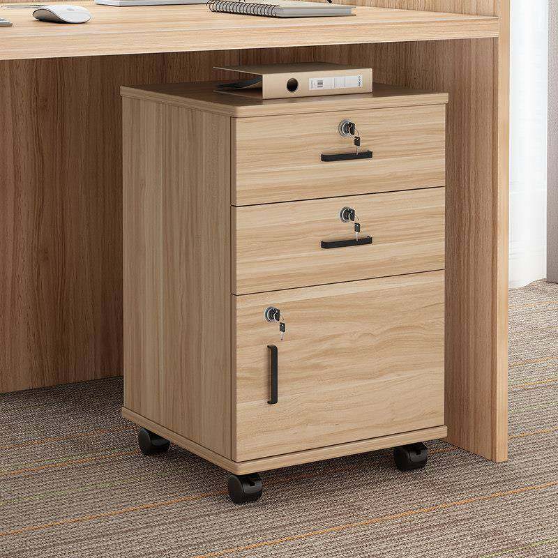 免安装木质带锁资料柜办公室桌下抽屉式文件柜移动矮柜储物收纳柜 - 图2