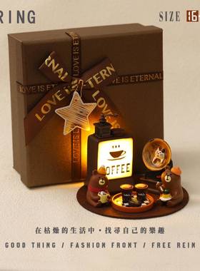 美式无小糖可爱美拉德97685咖啡馆装饰小摆件夜灯家用室礼盒风小