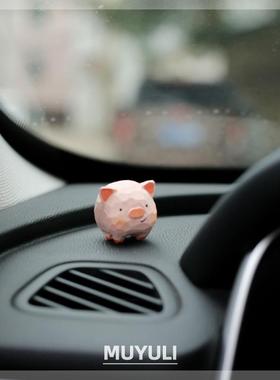 木头木质工女木小猪摆雕件解压情绪治愈礼物生手办公桌桌面58811