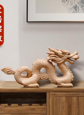 木桃龙摆件补缺角青木雕龙55788吉工艺品实木生肖龙办公室客厅卧