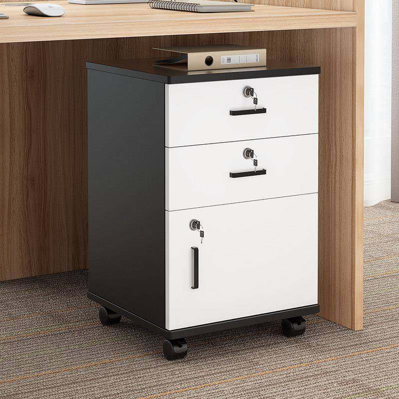 免安装木质带锁资料柜办公室桌下抽屉式文件柜移动矮柜储物收纳柜 - 图0