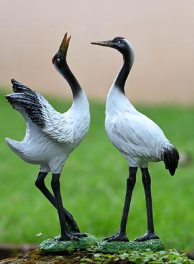 仿真树脂松鹤摆件假观山盆景造装饰小仙鹤景客面厅桌微景白鹤9670