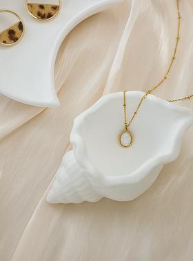 壳in08434s风白色贝盘海螺碟子收纳饰品摄影背景装饰摆件拍小照道