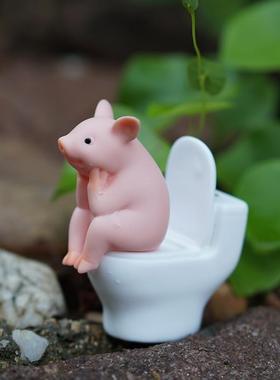 可爱马桶猪小摆物件日01822可爱仿动物趣味精致礼生礼真品桌面车