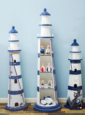 地中具海洋风格木质灯塔件家居装创摆饰品意拍摄道摆25092设海边