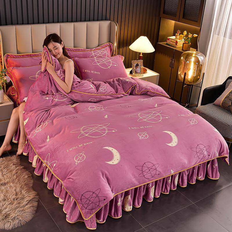 冬季加厚牛奶绒四件套珊瑚绒被套床单双面法兰莱毛绒床上用品4件,淘宝优惠券,粉丝福利购,淘宝优惠卷