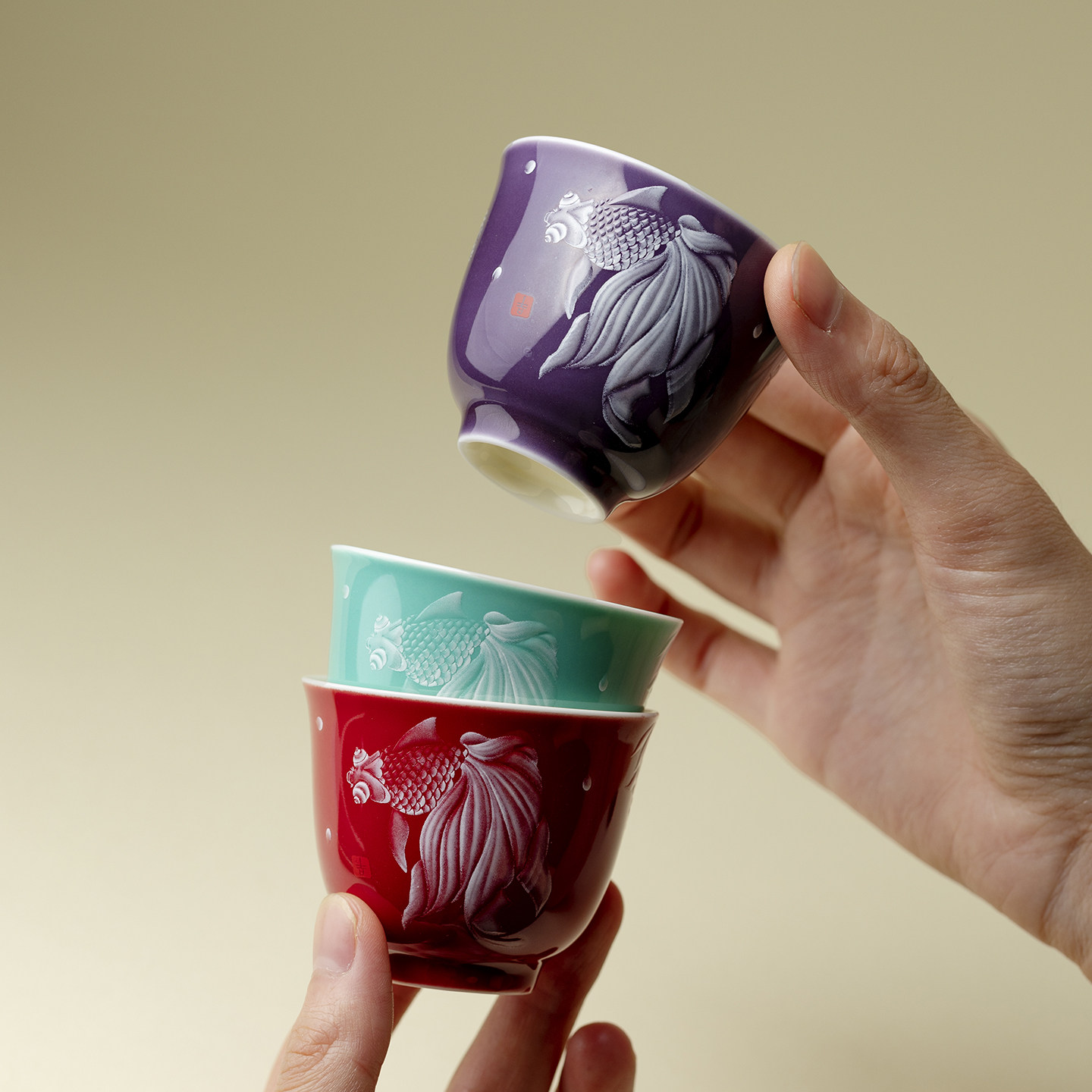 里作中国红如鱼得水撇口茶杯家用功夫茶具喇叭杯高端精品茗杯单杯,淘宝优惠券,粉丝福利购,淘宝优惠卷